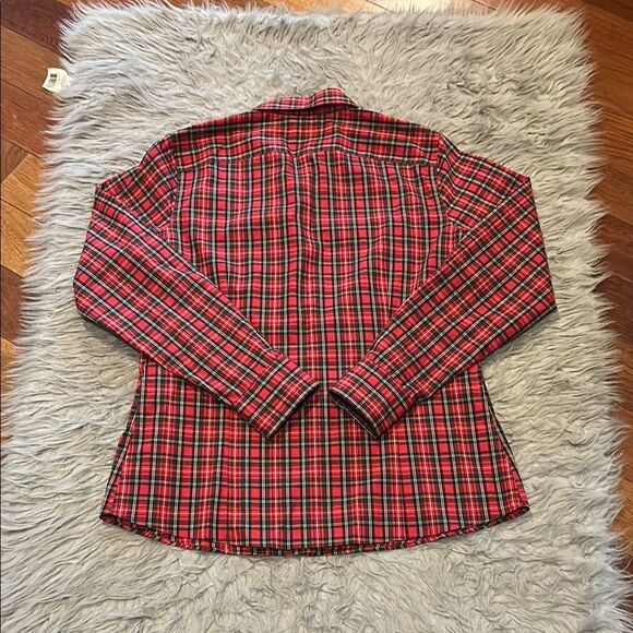 Lands' End Red And Green Casual Plaid Button Down Shirt - Picture 4 of 4